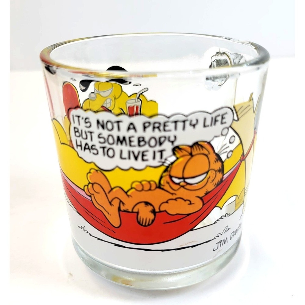 Vintage 1978 McDonald's Garfield Odie Anchor Glass Mug Tumbler Retro Coffee Cup